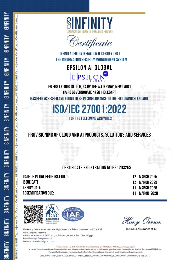 Supplied ISO/IEC 27001:2022 credential document