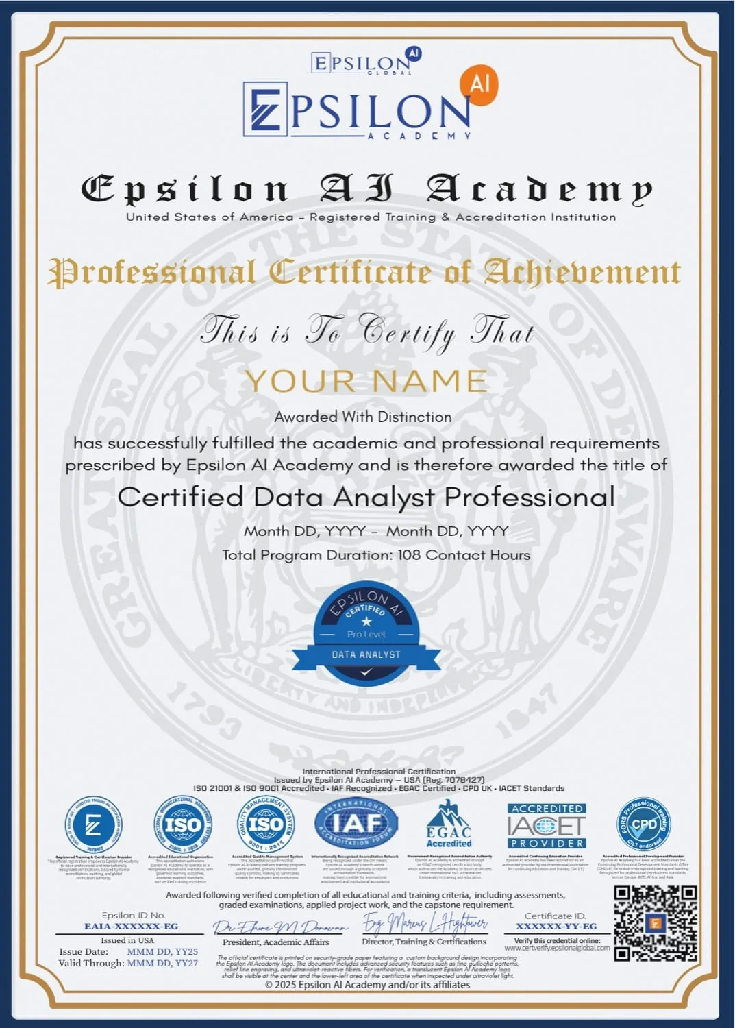 Sample Epsilon AI Academy professional certificate